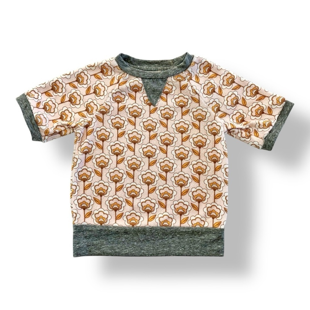 Miki Miette | Floral Short Sleeve Terrycloth Sweatshirt (18 mos)